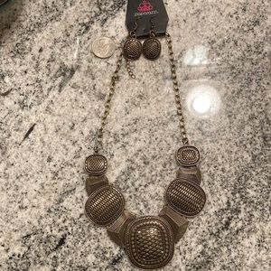 Bronze boho necklace and earring set